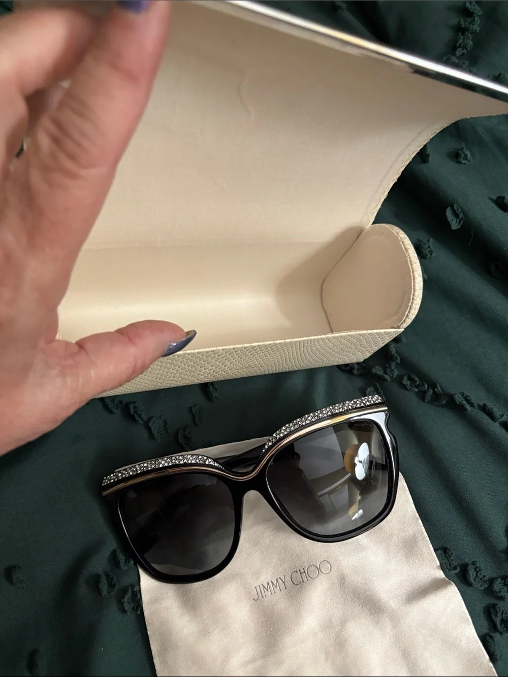 Jimmy Choo Black Sunglasses with Crystal Trim